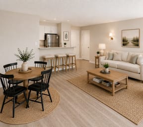 a white desk with a vase and candles on it at Willow Bend Apartments, Durham, North Carolina