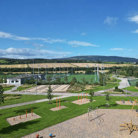 A playground with a slide, swings, and climbing structures at Cherrywood Apartments, D18 VY3V, DUBLIN 18