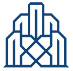 a blue square with a white border and a blue background