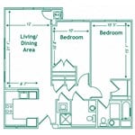 Floor Plan  2 Bedroom, 2 Bath