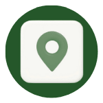 A map pin icon inside a green circle.