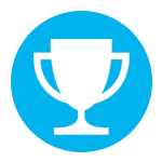a white trophy cup on a blue background