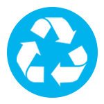 recycle arrows around a blue circle on a green