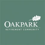 a logo for a retirement community on a green background