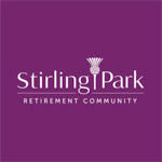 a purple sign that says stirling park retirement community
