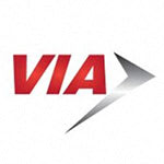 the corporate logo of via with an arrow