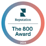 a circular voting sticker with the 800 award logo