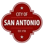 A red stamp-like image reading "City of San Antonio" with a white star.
