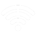 A white wifi symbol on a black background.