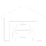 A white icon of a car in a garage.