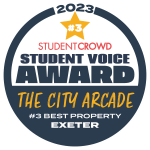 a sign for student voice alumni with the city arcade logo