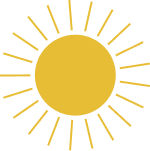 A black silhouette of a llama with three circles above its head.