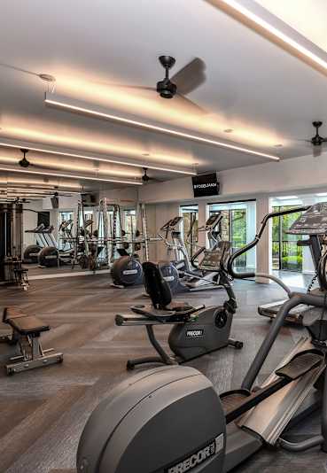 Fitness Center at 15Seventy Chesterfield Apartment Homes, Chesterfield, MO 63017