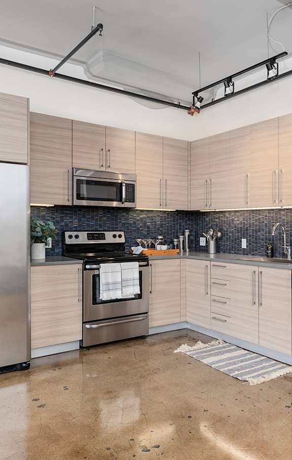 Spacious Kitchen at Maxfield Lofts Apartments, Los Angeles, California