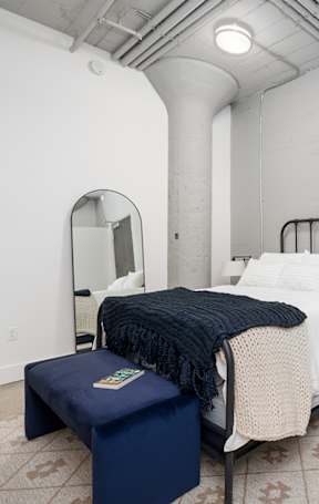 a dining room table at Garment Lofts Apartments, California