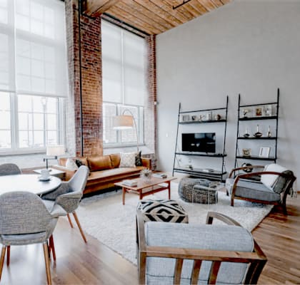 Living Room at Riverwalk Apartments, Lawrence, MA