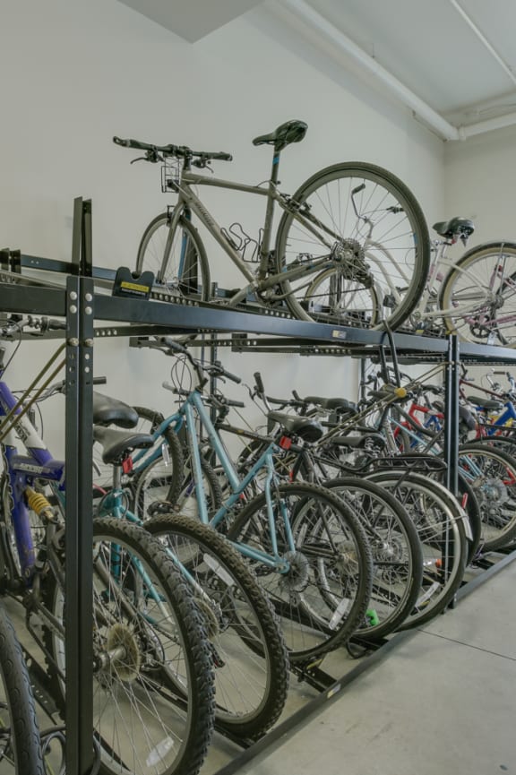 a room filled with lots of bikes