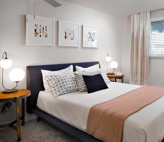 The Lakehouse Apartments Model Bedroom and Window