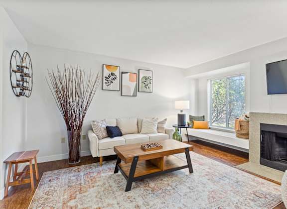 MonteVista at Murray Hill Apartments in Beaverton, OR Model Living Room with Fireplace