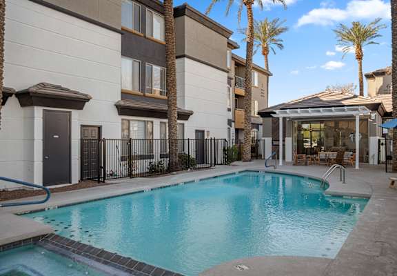 our apartments have a large swimming pool at our apartments in palm springs