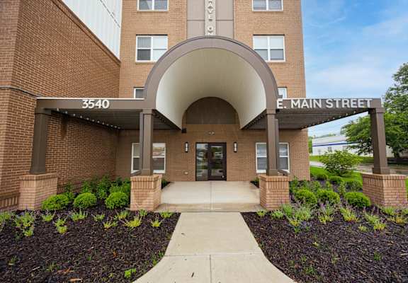 The front of a building with the number 3540 and the name E. Main Street on it.