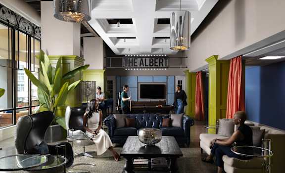 the lobby of the hotel