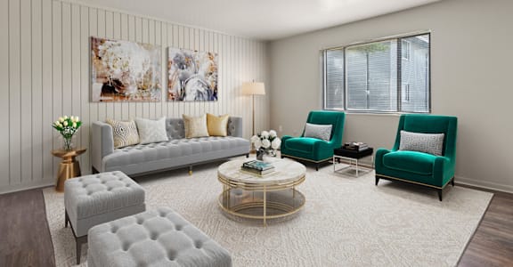 Spacious living room at Commons At Waters Edge, Columbus, 43232