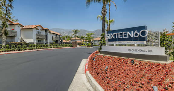 Monument sign at Sixteen60 Apartment Homes, San Bernardino, CA, 92407