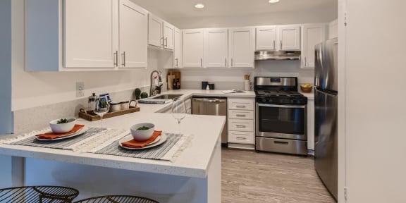 Kitchen at Sixteen60 Apartment Homes, San Bernardino, California