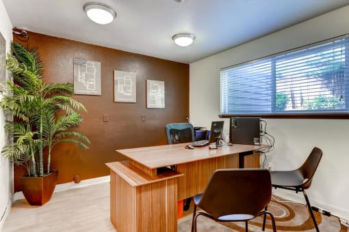 Inside Our leasing office at The Courtyard at South Station in Tukwila, Washington