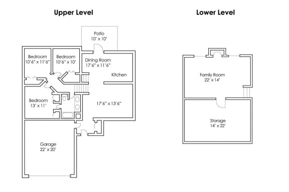 Floor Plan  3 Bedroom 1 Bath Twinhome