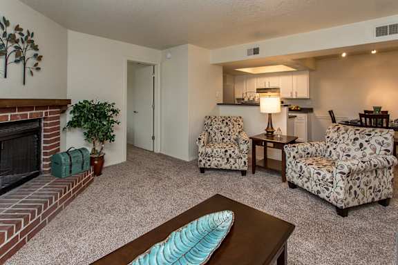 Spacious Living Area with Carpet