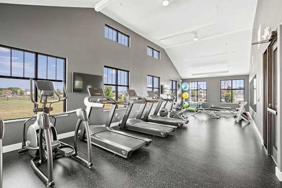 the gym has cardio equipment and treadmills at the flats at west end apartments at Tivoli Green Apartments & Townhomes, Mount Pleasant