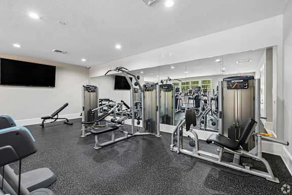 Professional fitness and weight training studio with Precor equipment