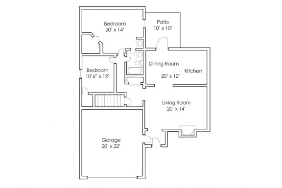 Floor Plan  2 Bedroom 1 Bath Twinhome