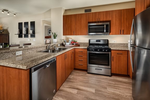 Gourmet Kitchen With Island at Trio Apartments, Pasadena, California