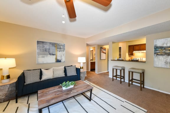 Model Living Room and Kitchen at Stewarts Ferry, Nashville, 37214