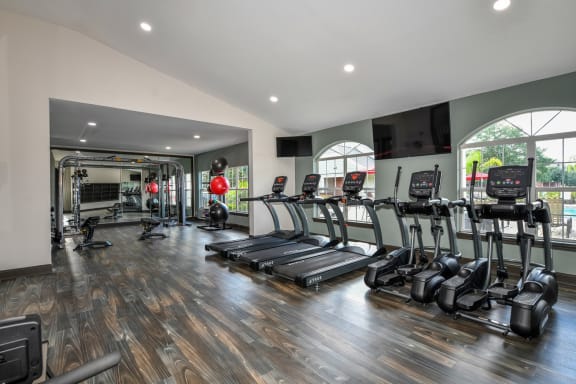 Fully equipped fitness center at The Finley, Florida, 32210