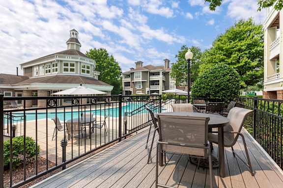 Poolside Dining Tables at The Apartments at Tamar Meadow, Columbia, MD