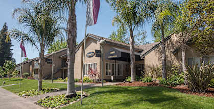 clubhouse building exterior and entrance at Zinfandel Village Apartments, California, 95670