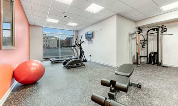 Resident Fitness Center with Updated Equipment at Niagara Square Apartments, Buffalo, 14201