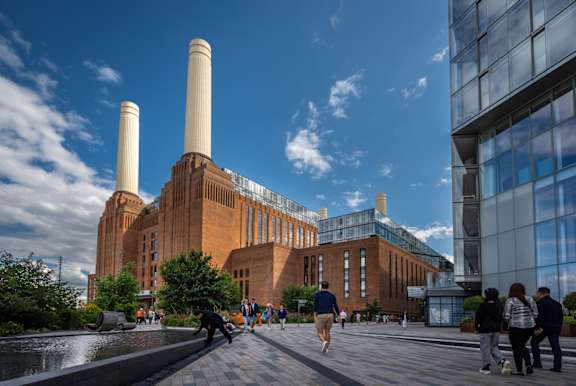 Building with two tall chimneys at The Lark, London