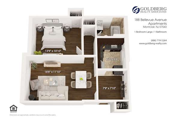 Floor Plan  One Bedroom Large