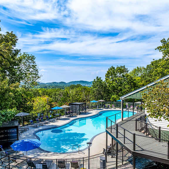 The Jax Apartments in Nashville, TN Pool with Beautiful Surrounding Views
