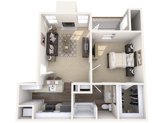 Floor Plan  Wimbledon Oaks|Aspen - 1Bed 1Bath