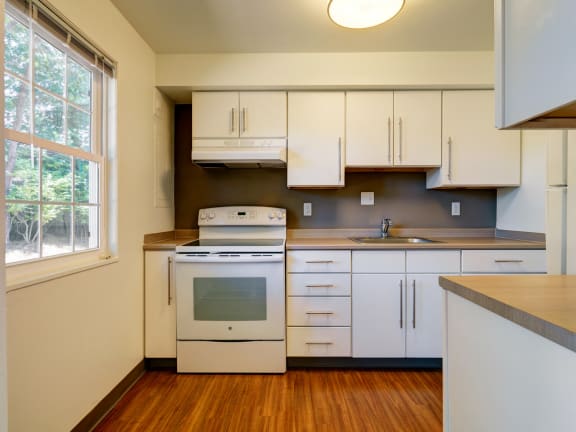 Kitchen area at Colonial Estates Apartments, Massachusetts