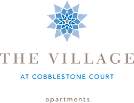 A poster advertising The Village at Cobblestone Court Apartments.