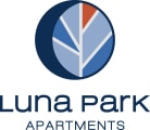 the logo for luna park apartments is shown