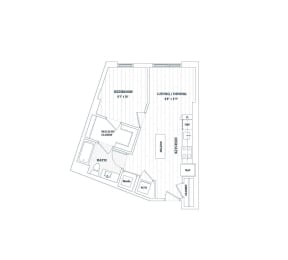  Floor Plan 1 Bedroom - 1 Bath | a04