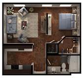 Studio 1 bathroomE1 Floor Plan at Legacy Brooks, San Antonio, TX, 78223